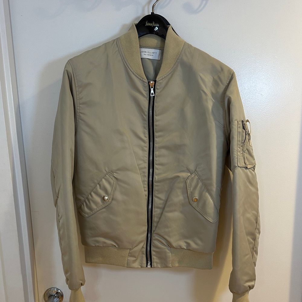 John Elliott Men's Beige Bomber Jacket